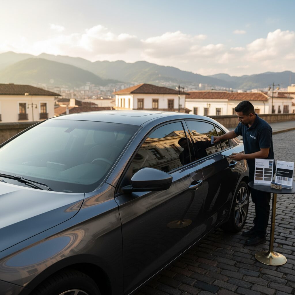 Comparativa de vidrios con y sin pelicula polarizada bajo luz solar