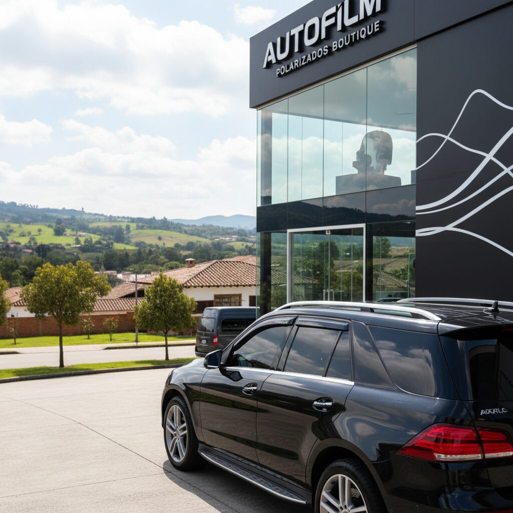 Técnico experto de Autofilm realizando la instalación de polarizados a domicilio en Cota