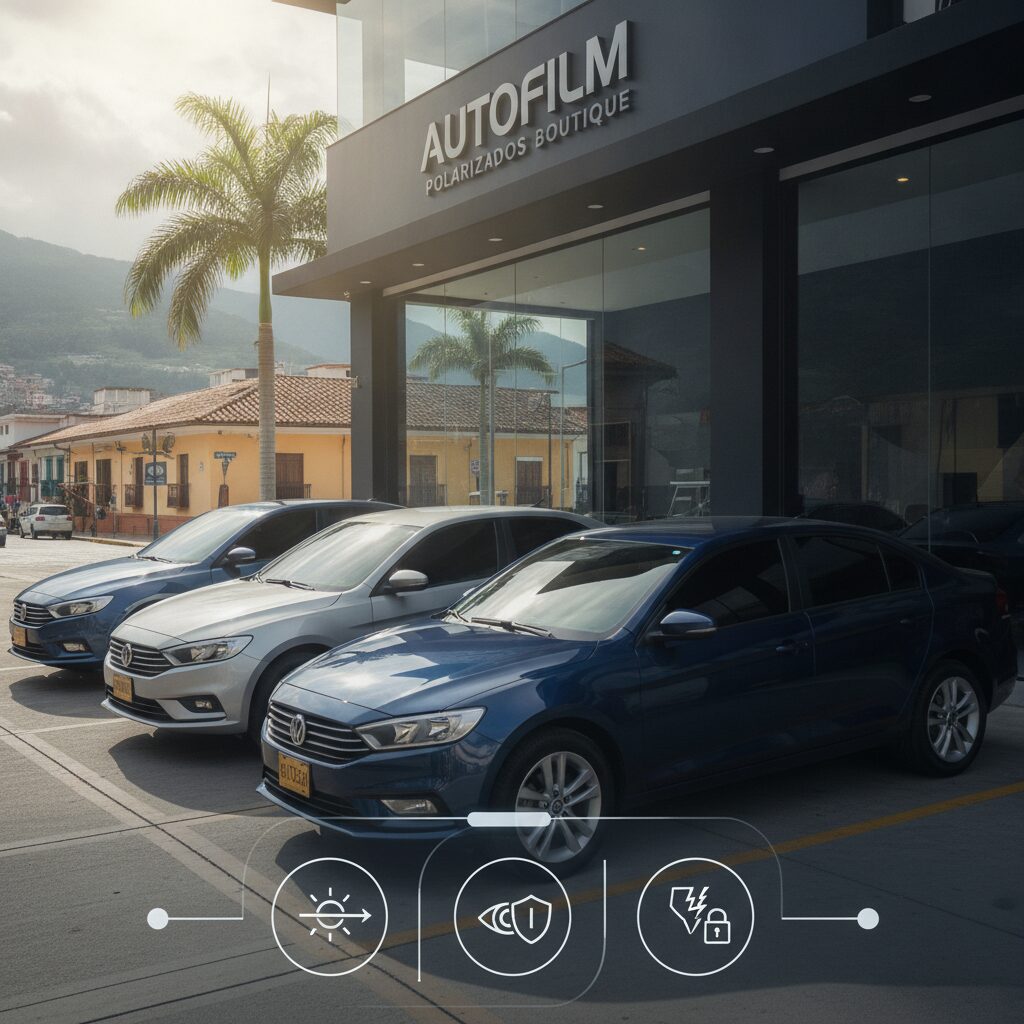 Interior de auto con polarizado, mostrando protección UV y los beneficios del polarizado para autos